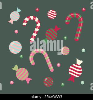 Ein Set weihnachtlicher Zuckerstangen. Symbol für Vektordarstellung isoliert. Stock Vektor