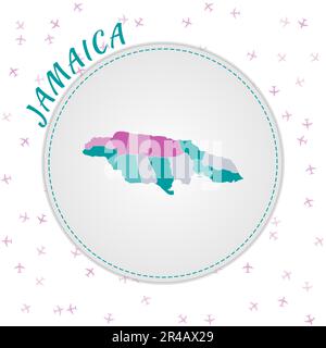 Jamaika Kartendesign. Landkarte mit Regionen in Smaragd-Amethyst-Farbpalette. Stock Vektor