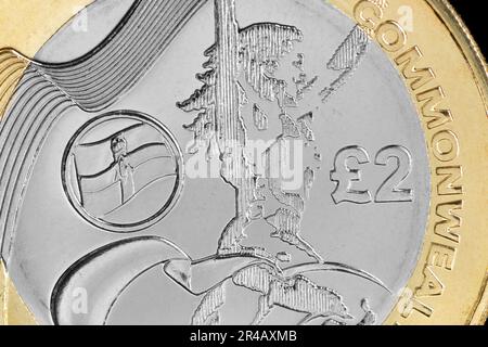 2002 Commonwealth Games Northern Ireland £2-Euro-Münze ist derzeit die seltenste £2-Euro-Münze im Vereinigten Königreich Stockfoto