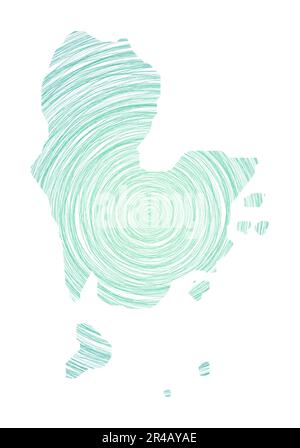 Redang Island Karte gefüllt mit konzentrischen Kreisen. Skizzieren Sie Kreise in Form der Insel. Vektorabbildung. Stock Vektor