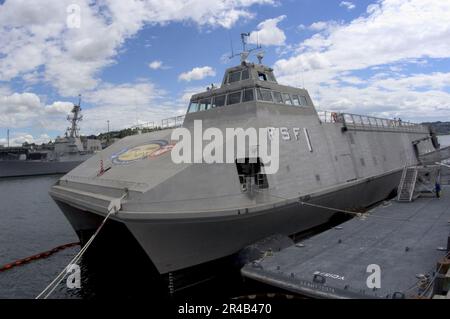 US Navy The Littoral Surface Craft-Experimental (X-Craft), getauft Sea Fighter (FSF 1), derzeit an Bord der Naval Station Everett, Washington Stockfoto