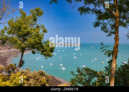 Blick auf Cancale, Departement Ille-et-Vilaine, Bretagne, Frankreich Stockfoto