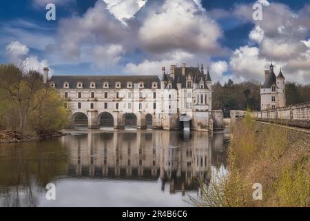 Schloss Chenonceau, Burg im Dorf Chenonceaux im Departement Indre-et-Loire der Region Centre-Val de Loire, Frankreich Stockfoto