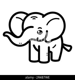 Handgezeichneter niedlicher Elefant im Doodle-Stil, isoliert im Hintergrund Stock Vektor
