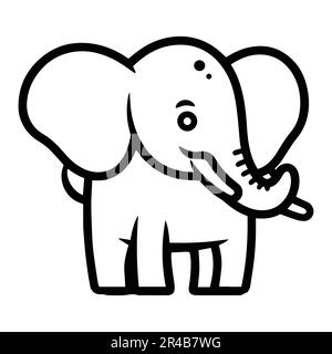 Handgezeichneter niedlicher Elefant im Doodle-Stil, isoliert im Hintergrund Stock Vektor