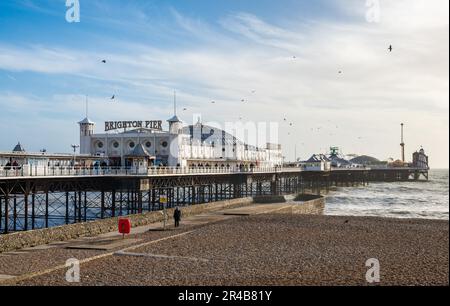 BRIGHTON, SUSSEX/UK - JANUAR 27 : Blick auf den Pier in Brighton am 27. Januar 2013. Nicht identifizierte Personen Stockfoto