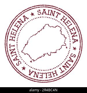 St. Helena Gummistempel mit Inselkarte. Vintage-roter Passstempel mit kreisförmigem Text und Sternen, Vektorgrafik. Stock Vektor