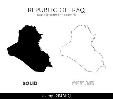 Landkarte der Republik Irak. Leere Vektorkarte des Landes. Borders of Republic of Iraq für Ihre Infografik. Vektordarstellung. Stock Vektor