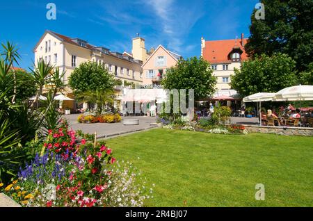 Uferpromenade in Lindau, Bodensee, Allgaeu, Bayern, Deutschland Stockfoto