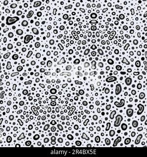 Nahtloses abstraktes Muster in Form der Haut einer Wildkatze. Geometrisches Schwarz-Weiß-Muster aus Leoparden- und Gepardenhaut. Design für Textil, Abdeckung Stockfoto