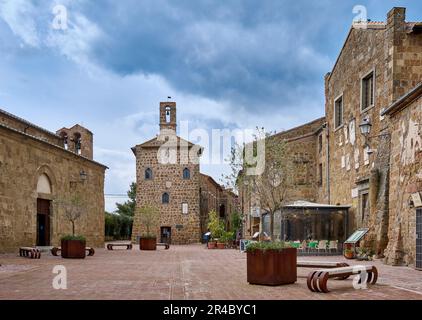 Palazzo Comunale oder Palazzo del Archivio, Piazza del Pretorio und Palazzo Pretorio, Centro Storico di Sovana, Toskana, Italien Stockfoto