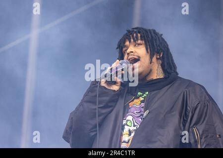 Napa, USA. 26. Mai 2023. Sänger Jean Dawson beim BottleRock Music Festival am 26. Mai 2023 in Napa, Kalifornien (Foto: Daniel DeSlover/Sipa USA). SIPA USA/Alamy Live News Stockfoto