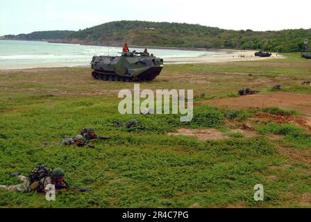 US Navy Royal Thai Marines nehmen an einem gemeinsamen thailändischen und US-amerikanischen Anti-Terror-Szenario während des 25. Jahrestages der jährlichen US-thailändischen Übung Cobra Gold 2006 zur Förderung der regionalen Stabilität und Sicherheit Teil. Stockfoto