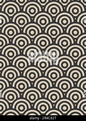 Monochromatisches Labyrinth der Formen. Ein markantes Schwarz-Weiß-Bild mit einem komplexen Muster, das eine faszinierende optische Täuschung erzeugt. Stock Vektor