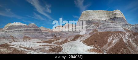 Panoramaaufnahmen von den Klippen des Blue Mesa im Petrified Forest National Park, Arizona, USA Stockfoto