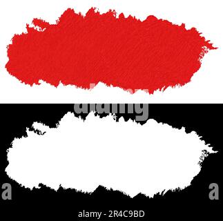 Rotes Dauma der Farbtextur isoliert auf weißem Hintergrund mit Schnittmaske (Alphakanal) für schnelle Isolierung. Stockfoto