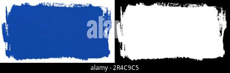 Handbemalte blaue Farbtextur isoliert auf weißem Hintergrund mit Schnittmaske (Alphakanal) für schnelle Isolierung. Stockfoto