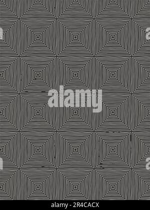Monochromatisches Labyrinth der Formen. Ein markantes Schwarz-Weiß-Bild mit einem komplexen Muster, das eine faszinierende optische Täuschung erzeugt. Stock Vektor