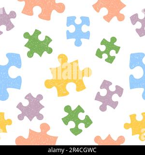 Farbenfrohes, nahtloses Muster mit Puzzleteilen. Stock Vektor