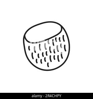 Doodle Line Art Kokosnuss Illustration isoliert. Strichkunststil Kakaonuss. Stock Vektor