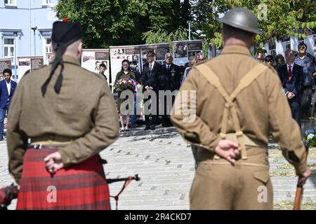 Prag, Tschechische Republik. 27. Mai 2023. Gedenksitzung zum Gedenken an die anthropoide Operation tschechoslowakischer Fallschirmjäger aus Kriegszeiten, die den hochrangigen Nazi-Beamten Reinhard Heydrich 1942 getötet haben, am 27. Mai 2023 in Prag, Tschechische Republik. Kredit: Michal Krumphanzl/CTK Photo/Alamy Live News Stockfoto