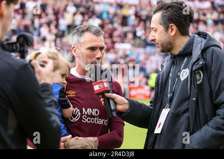 Tynecastle Park. 27. Mai 2023 Cinch-Premiership. Das Herz von Midlothian gegen Hibernian. Michael Smith verabschiedet sich nach seinem letzten Auftritt nach über 200 Spielen von den Herzen (Kredit: David Mollison/Alamy Live News) Stockfoto