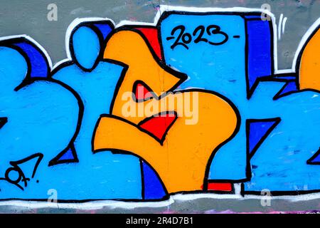 Stavanger, Rogaland, Norwegen, Mai 19 2023, Bright Colourful Wall Art Graffiti Kunstwerke Ohne Menschen Stockfoto