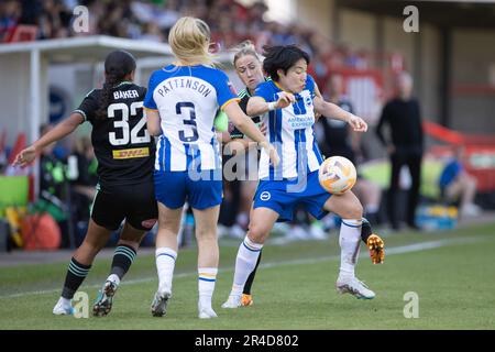 Crawley, Großbritannien. 27. Mai 2023. Lee beim FA Barclays Women's Super League-Spiel zwischen Brighton & Hove Albion und Leicester City im Broadfield Stadium Credit: Ryan Asman/Alamy Live News Stockfoto