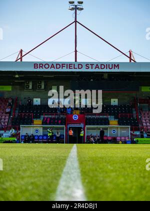 Broadfield Stadium, Crawley, Großbritannien. 27. Mai 2023. Broadfield Stadium vor dem Fußballspiel zwischen Brighton und Hove Albion und Leicester City im Broadfield Stadium, Crawley, England. (Claire Jeffrey/SPP) Kredit: SPP Sport Press Photo. Alamy Live News Stockfoto