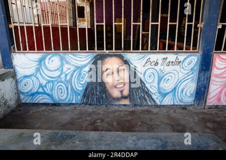Straßenkunstfoto von Bob Marley in Kolumbien Stockfoto