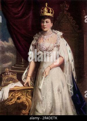 H.M. Queen Mary', c1911. Mary von Teck, Königin des Vereinigten Königreichs und der britischen Dominion und Kaiserin von Indien. Von einem Foto von Herrn Lafayette. Veröffentlicht in "The Portrait Book of Our Kings and Queens 1066-1911", herausgegeben von T. Leman Hare. [T.C. &amp; E. C. Jack, London &amp; Edinburgh] Stockfoto