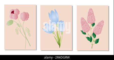 Blumen, Laub, Pflanzen, Abstraktion, Linien, Contours.trendy Konzept für Logo, Postkarte, Banner, Poster, Vektordarstellung. Stock Vektor