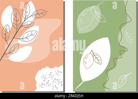 Blumen, Laub, Pflanzen, Abstraktion, Linien, Contours.trendy Konzept für Logo, Postkarte, Banner, Poster, Vektordarstellung. Stock Vektor