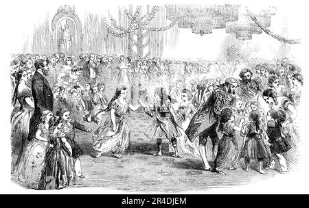 Kinderkleiderball von der Viscountess Stratford de Redcliffe, in der britischen Botschaft, in Pera, 1856. Die Party wurde von der Frau des britischen Botschafters im Osmanischen Reich veranstaltet. "Ein Interesse liegt an einem Kinderball in Konstantinopel, der in den zivilisierten Ländern Europas unbekannt ist. Wären die 200 kleinen Kreaturen, die neulich Abend bei Lady de Redcliffe getanzt und gelacht haben, in ihrem Alltagskostüm gekommen, wäre der Anblick immer noch so abwechslungsreich gewesen wie ein raffinierter, schicker Ball in England. Es gab echte kleine Türken und echte kleine Griechen, Albaner, Armenier und Syrer Stockfoto