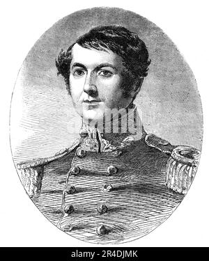 General Williams, "der Held von Kars", aus einem Familienporträt, 1856. Portrait von William Fenwick Williams, britischer Armeeoffizier, der im Krimkrieg kämpfte, und zeigt "... den galanten Offizier in seinem damaligen Rang als Captain und Brevet Lieut-Colonel von Artillerie. Seine Merkmale sind seither viel dünner geworden, durch die intensive Angst, die Schufte und die Entbehrung, untrennbar mit der Art der Dienste, in denen er seit dem Dale dieses Porträts, 1848, ständig beschäftigt ist - einschließlich insbesondere der Verteidigung von Kars... [Fenwick Williams wurde von den Russen eingesperrt]. Bis zum Schluss Stockfoto