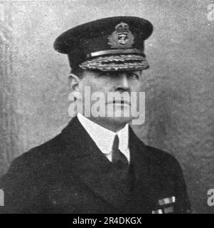 "La bataille navale du Jutland; Le Vice-amiral Sir David Beatty, Commandant l'escadre de croiseurs de bataille Britain", 1916. Aus „L'Album de la Guerre 1914-1919, Volume I“ [L'Illustration, Paris, 1924]. Stockfoto