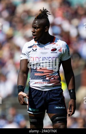 Maro Itoje aus Saracens während des Gallagher Premiership Final Match Saracens vs Sale Sharks im Twickenham Stadium, Twickenham, Großbritannien, 27. Mai 2023 (Foto: Nick Browning/News Images) Stockfoto