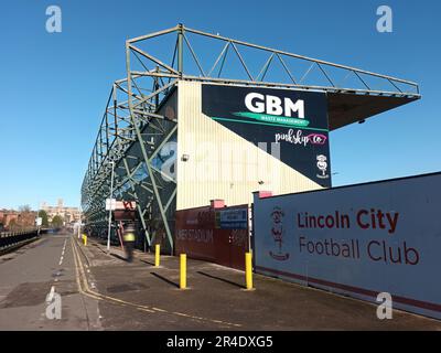 Sincil Bank ist das Heimstadion des Lincon City Football Club in Lincolnshire, Großbritannien Stockfoto