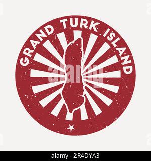Grand Turk Island Stempel. Roter Gummistempel mit Randform, Vektorillustration. Stock Vektor