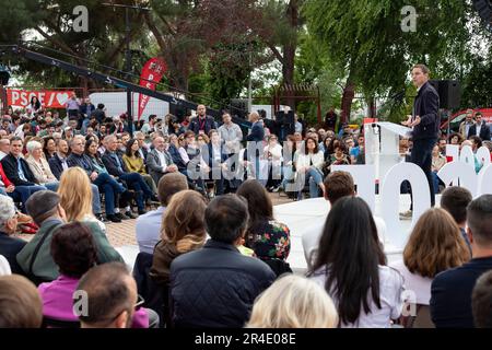 Juan Lobato Gandarias. Kandidat für die Gemeinschaft Madrid. Juan Lobato in einem Akt der Spanischen Sozialistischen Arbeitergruppe (PSOE). MADRID, SPANIEN Stockfoto