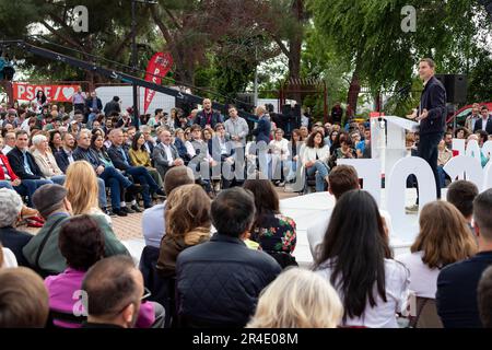 Juan Lobato Gandarias. Kandidat für die Gemeinschaft Madrid. Juan Lobato in einem Akt der Spanischen Sozialistischen Arbeitergruppe (PSOE). MADRID, SPANIEN Stockfoto