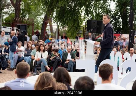 Juan Lobato Gandarias. Kandidat für die Gemeinschaft Madrid. Juan Lobato in einem Akt der Spanischen Sozialistischen Arbeitergruppe (PSOE). MADRID, SPANIEN Stockfoto