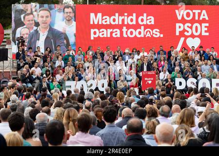 Juan Lobato Gandarias. Kandidat für die Gemeinschaft Madrid. Juan Lobato in einem Akt der Spanischen Sozialistischen Arbeitergruppe (PSOE). MADRID, SPANIEN Stockfoto