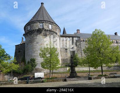 Bad Bentheim, Deutschland - Mai 5 2023 Schloss Bentheim oder Burg Bentheim ist eine frühe mittelalterliche Burg in Bad Bentheim, Niedersachsen, Deutschland. Das castl Stockfoto