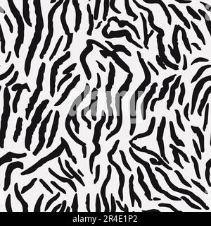 Abstrakte handgezeichnete Zebrahaut. Nahtloses Muster Stock Vektor