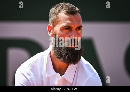 Paris, Frankreich. 27. Mai 2023. Benoit PAIRE von Frankreich während eines Ausstellungsspiels von Roland-Garros 2023, Grand Slam-Tennisturnier, Vorschau am 27. Mai 2023 im Roland-Garros-Stadion in Paris, Frankreich - Photo Matthieu Mirville/DPPI Credit: DPPI Media/Alamy Live News Stockfoto