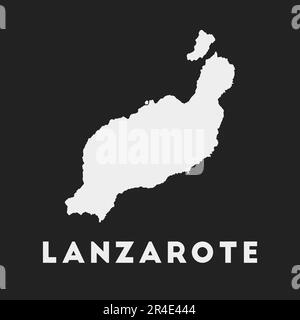 Lanzarote-Symbol. Inselkarte auf dunklem Hintergrund. Stilvolle Karte von Lanzarote mit Inselname. Vektordarstellung. Stock Vektor