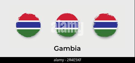 Abbildung des Vektorsymbols der Gambia-Flagge mit Grunge-Blase Stock Vektor