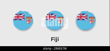 Abbildung des Vektorsymbols für Grunge-Bubble-Vektoren der Fidschi-Flagge Stock Vektor