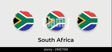 Abbildung des Vektorsymbols der Südafrikanischen Flagge mit Grunge-Blase Stock Vektor
